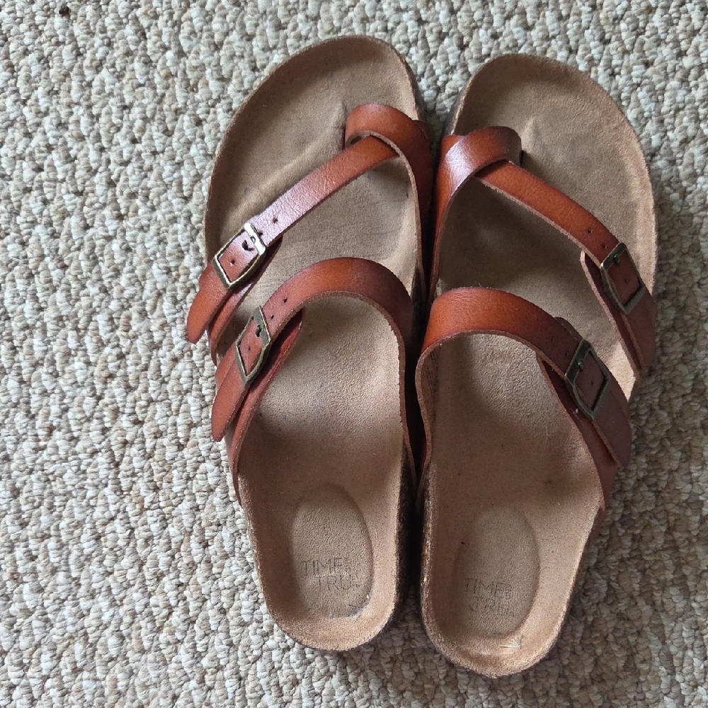 Brown Leather Sandals with Buckles